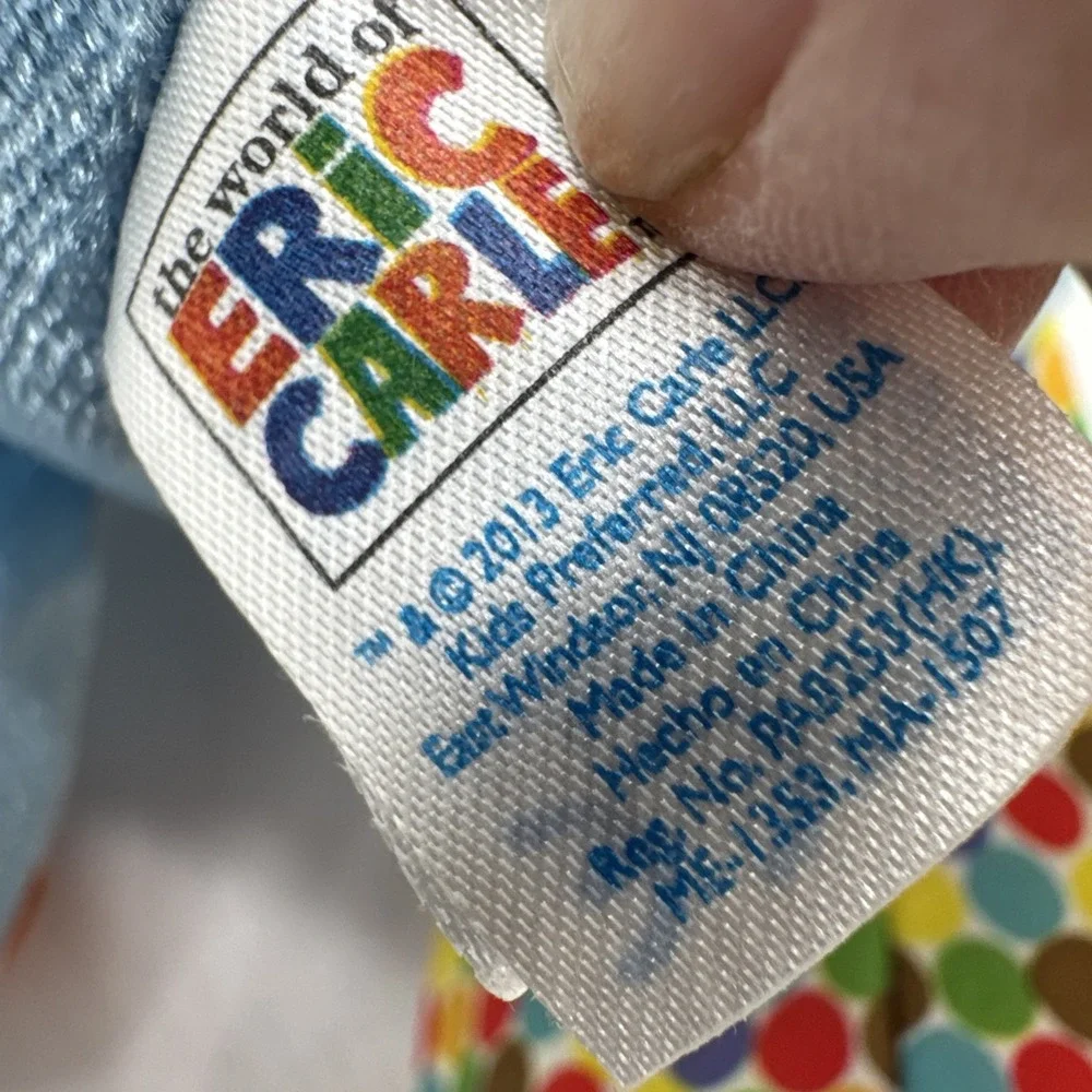 Eric Carle Blue Elephant Activity Plush Button Zip Mirror Teether Chime Toy